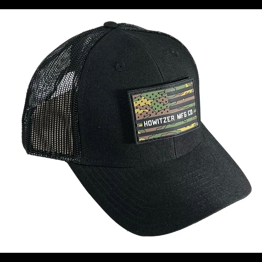 Howitzer Style Men's Hat FLAG HAT Military Grunt Black